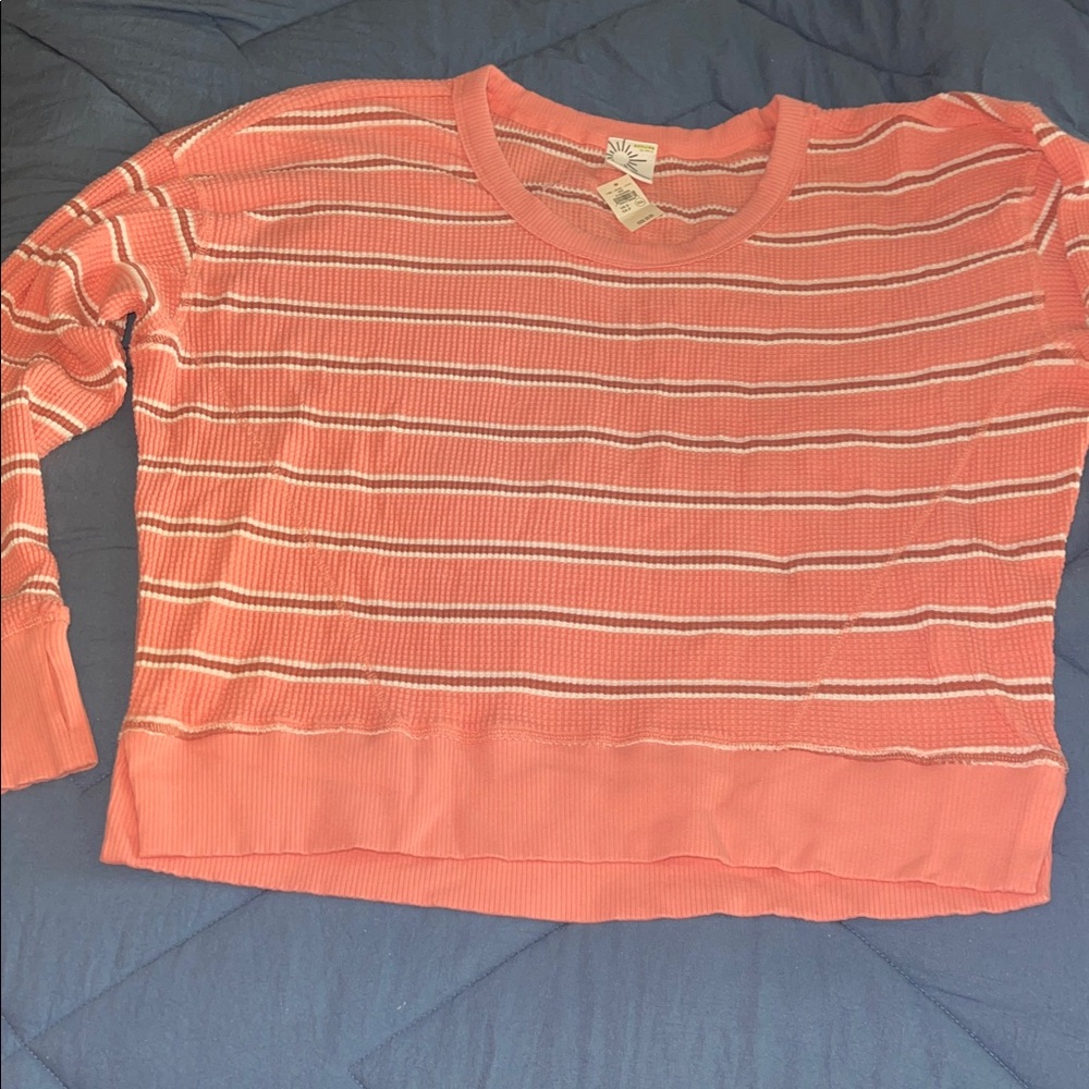 Pink Striped Knit Long Sleeve Top